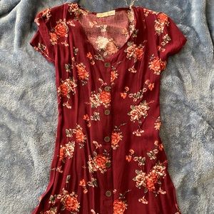 Red floral dress
